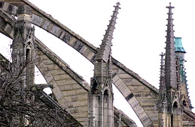 bent spire on Notre Dame